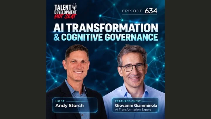 Copertina dell’episodio del podcast The Talent Development Hot Seat, con Andy Storch e Giovanni Giamminola